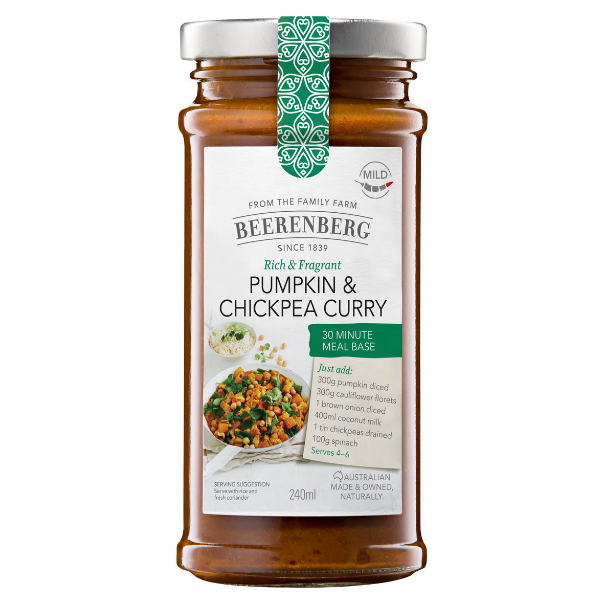 BEERENBERG 南瓜鹰嘴豆咖喱 30 分钟餐食底料 240 毫升