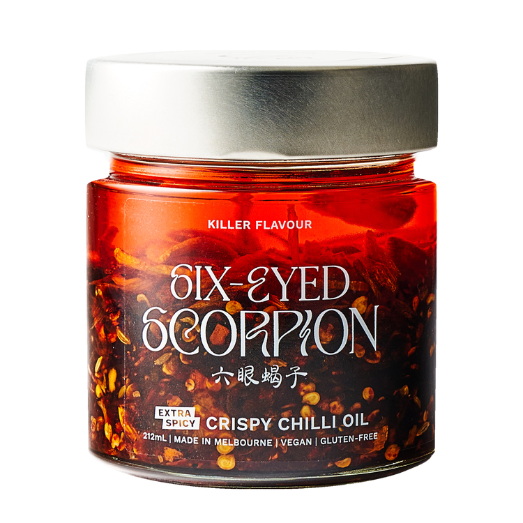 Six Eyed Scorpion Extra Spicy Crispy Chilli Oil jar