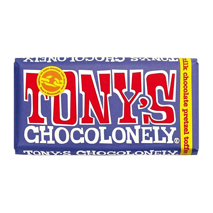 Tony's Chocolonely Dark Milk Chocolate Pretzel Toffee 42% Bar 180g