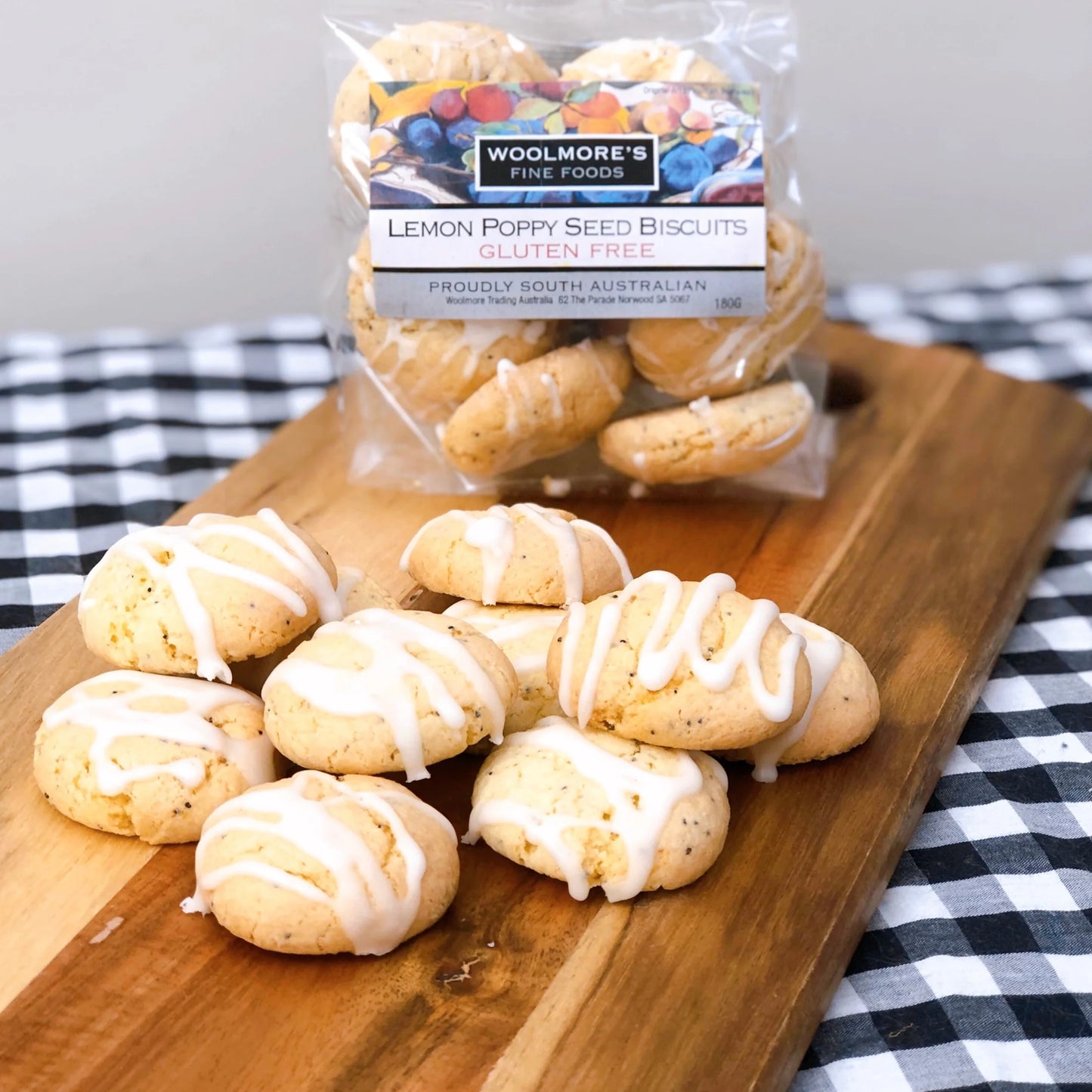 Woolmores Fine Foods Lemon Poppy Seed Biscuit packet Image