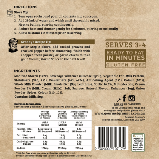 GOURMET GRANNY'S Creamy Garlic Sauce Dry Powder Sachet 40g