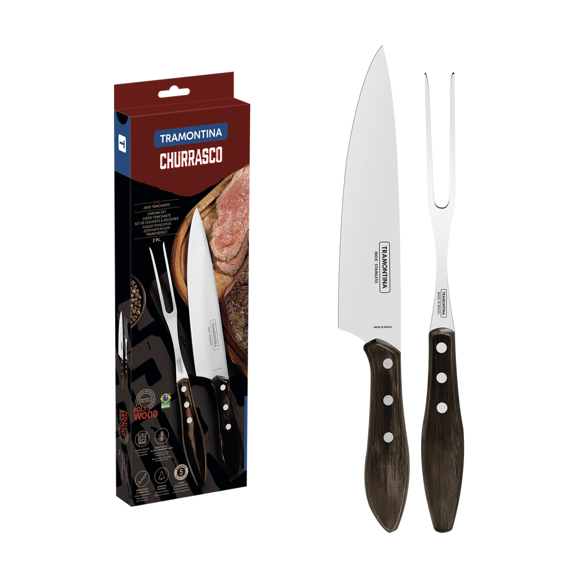 TRAMONTINA Churrasco 2 Piece Carving Set