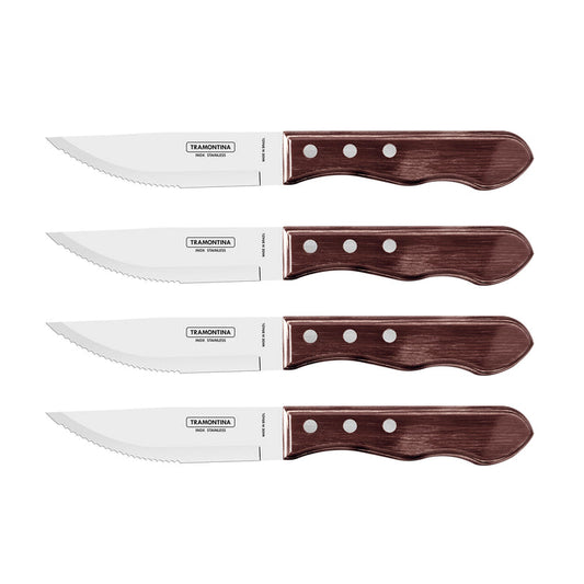 Tramontina Churrasco Jumbo Steak Knife Set, Polywood Brown 4 Pce