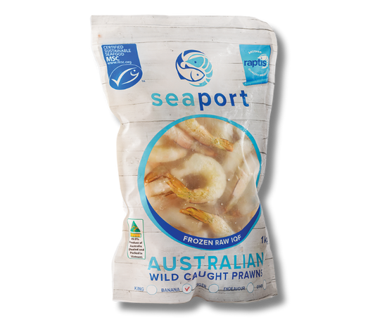 SEAPORT Frozen Raw Australian Wild Caught Banana Prawn Cutlets 1 Kg