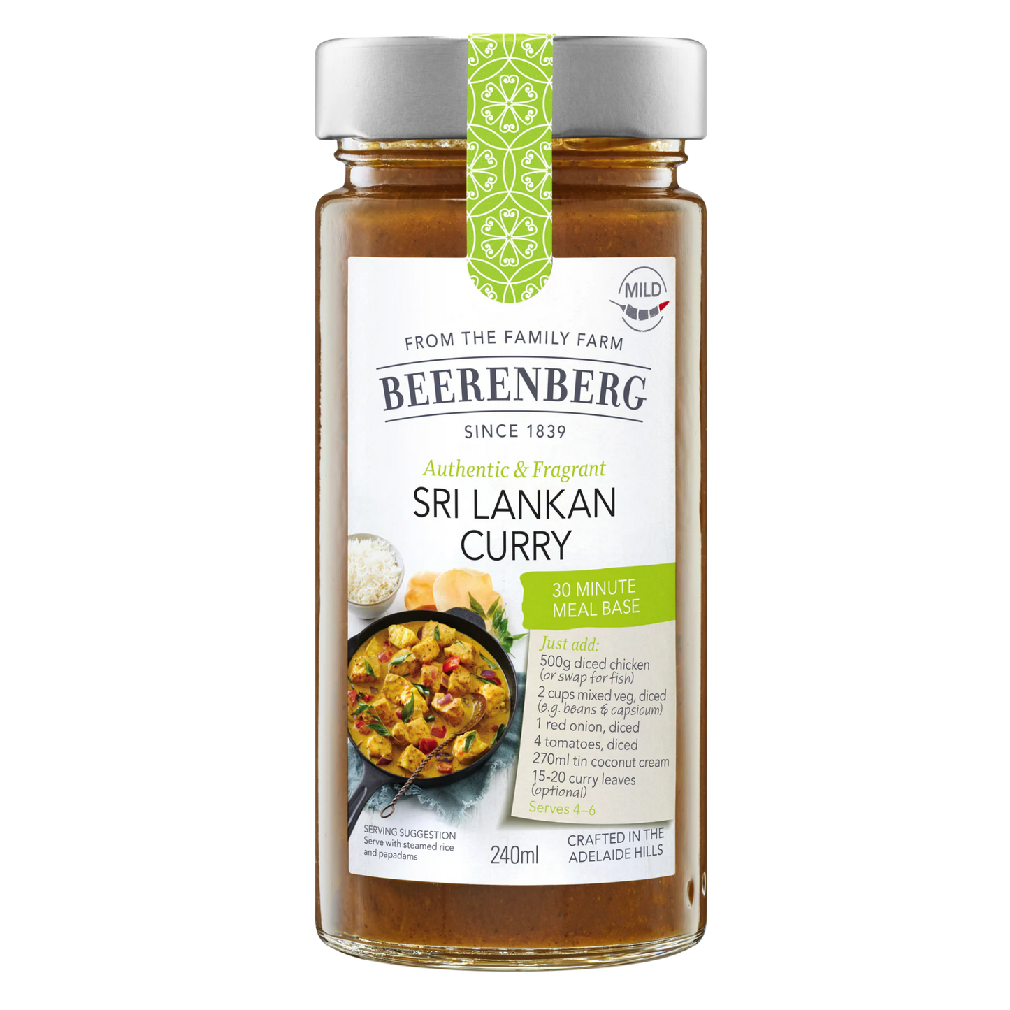 Beerenberg Sri Lankan Curry 30 Minute Meal Base Jar 240mL